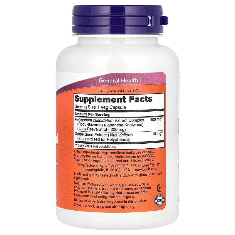 NOW Foods, Resveratrol Veg Capsules - USA MEGA SHOP