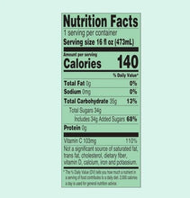 Arizona Green Tea Nutrition Facts panel, 16 fl oz serving size