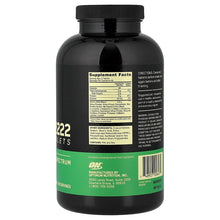 Amino acid supplement bottle showing Nutrition Facts panel and green label