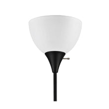 Floor lamp head with white shade and black finial