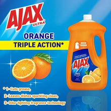 Orange Ajax Ultra dishwashing liquid bottle with triple action orange scent