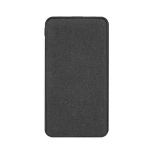 Gray rectangular power bank with fabric-textured front