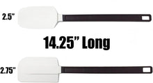 Long silicone spatula and scraper set with two white blades and dark handles