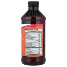 NOW Liquid Multi supplement bottle, back label with Supplement Facts table and vitamins