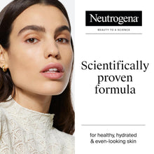 Woman applying night moisturizer, face close-up with Neutrogena header text