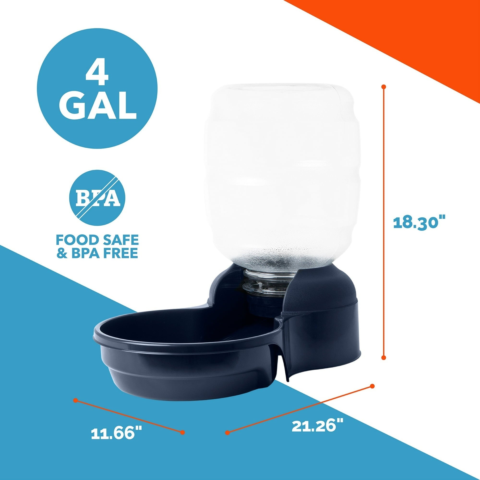 Vibrant Life Gravity Pet Waterer for Dogs and Cats, Large , Navy