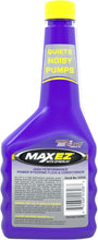 Royal Purple MAX EZ power steering fluid bottle, purple with yellow cap, quiet pumps label