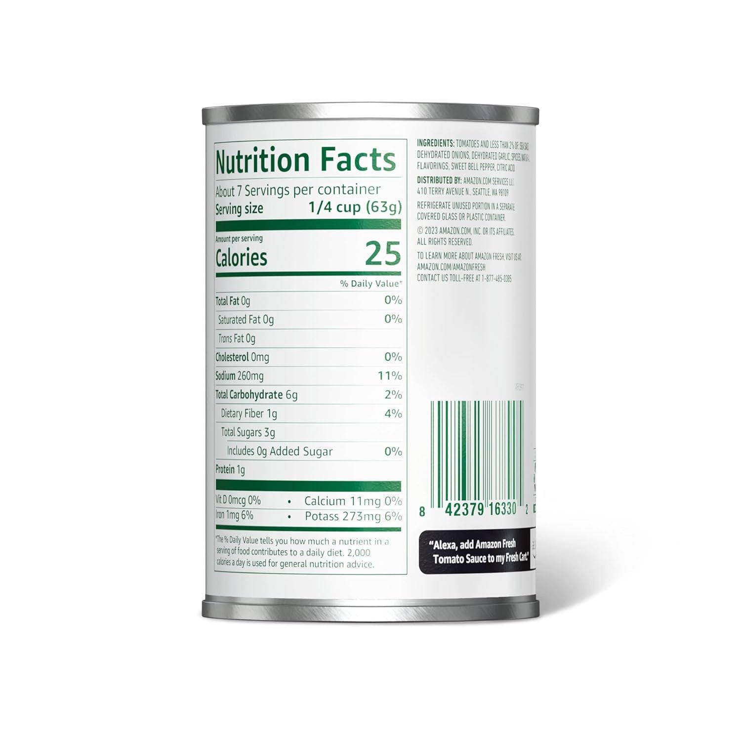 Amazon Fresh, Tomato Sauce, 15 Oz (Previously Happy Belly, Packaging May Vary) (Pack of 4)