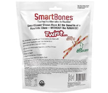 Back of dog chew sticks pouch with feeding and ingredient details
