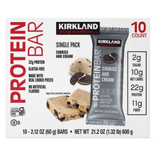 Kirkland Signature Cookies and Cream protein bar single-pack, 10 count.