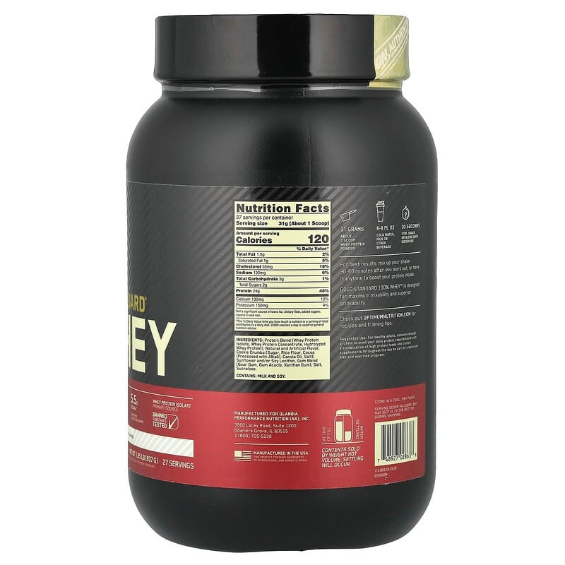 Optimum Nutrition, Gold Standard® 100% Whey Protein, Double Rich Chocolate, 1.98 lb (899 g)