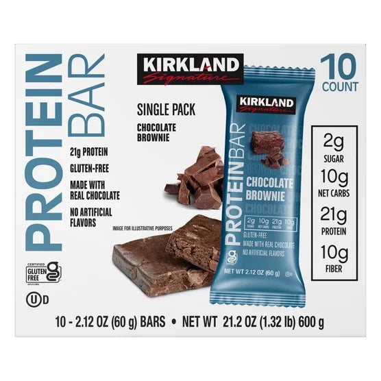 Kirkland Signature Protein Bars, Chocolate Brownie, 2.12 oz Bars, 40-Count (4 Pack of 10)