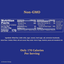 Nutrition facts panel for Danish butter cookies, Non-GMO and calories per serving