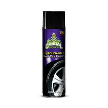 Wet tire finish spray can with purple label and black cap, single can