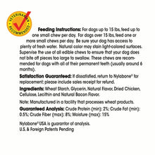 Nylabone Natural NUBZ dog chew feeding instructions, ingredients, and guaranteed analysis