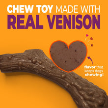 Antler-shaped dog chew toy with textured surface, venison flavor theme