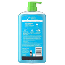 Shampoo bottle back label with 0% paraben and mineral oil-free icons