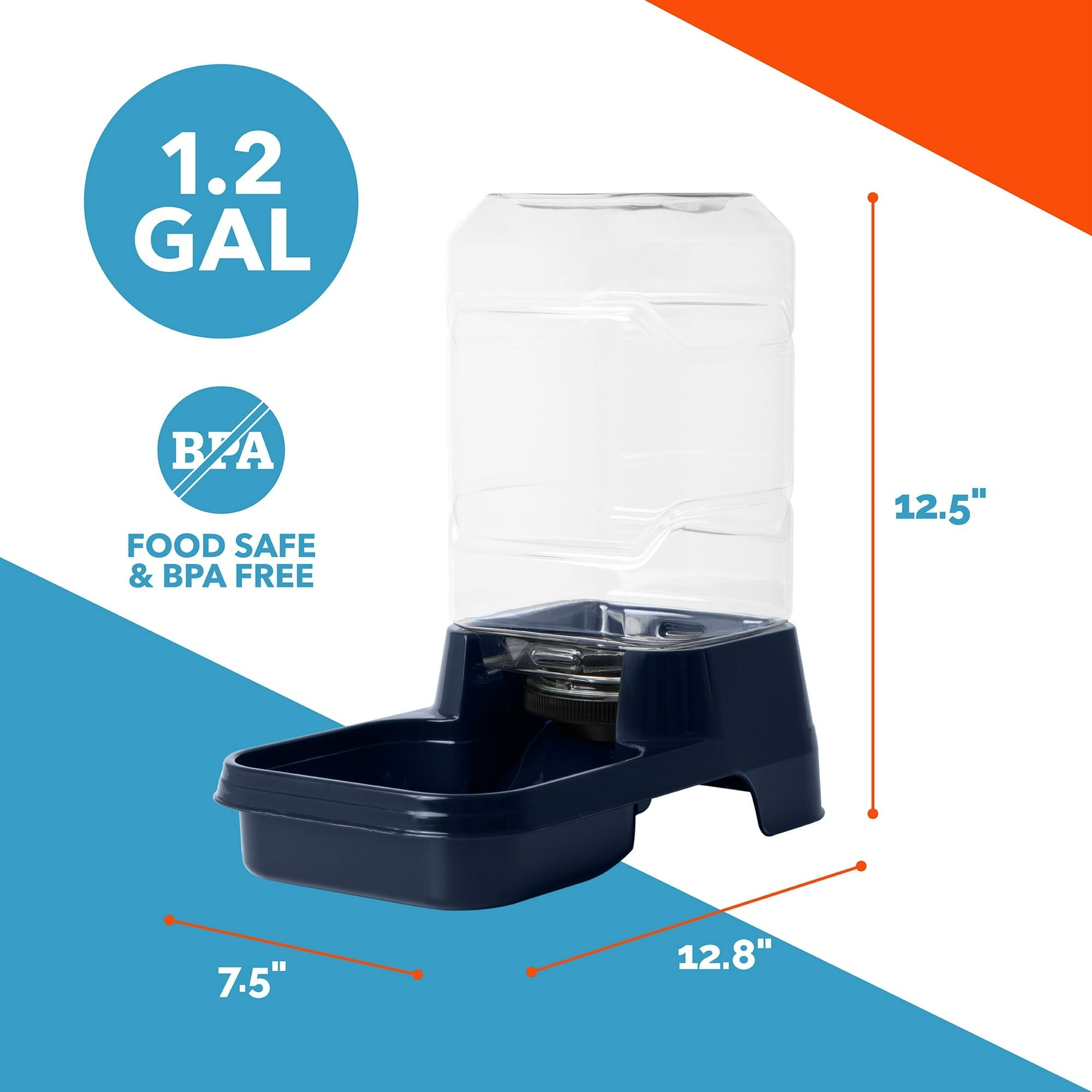 Vibrant Life Gravity Pet Waterer for Dogs and Cats, Large , Navy