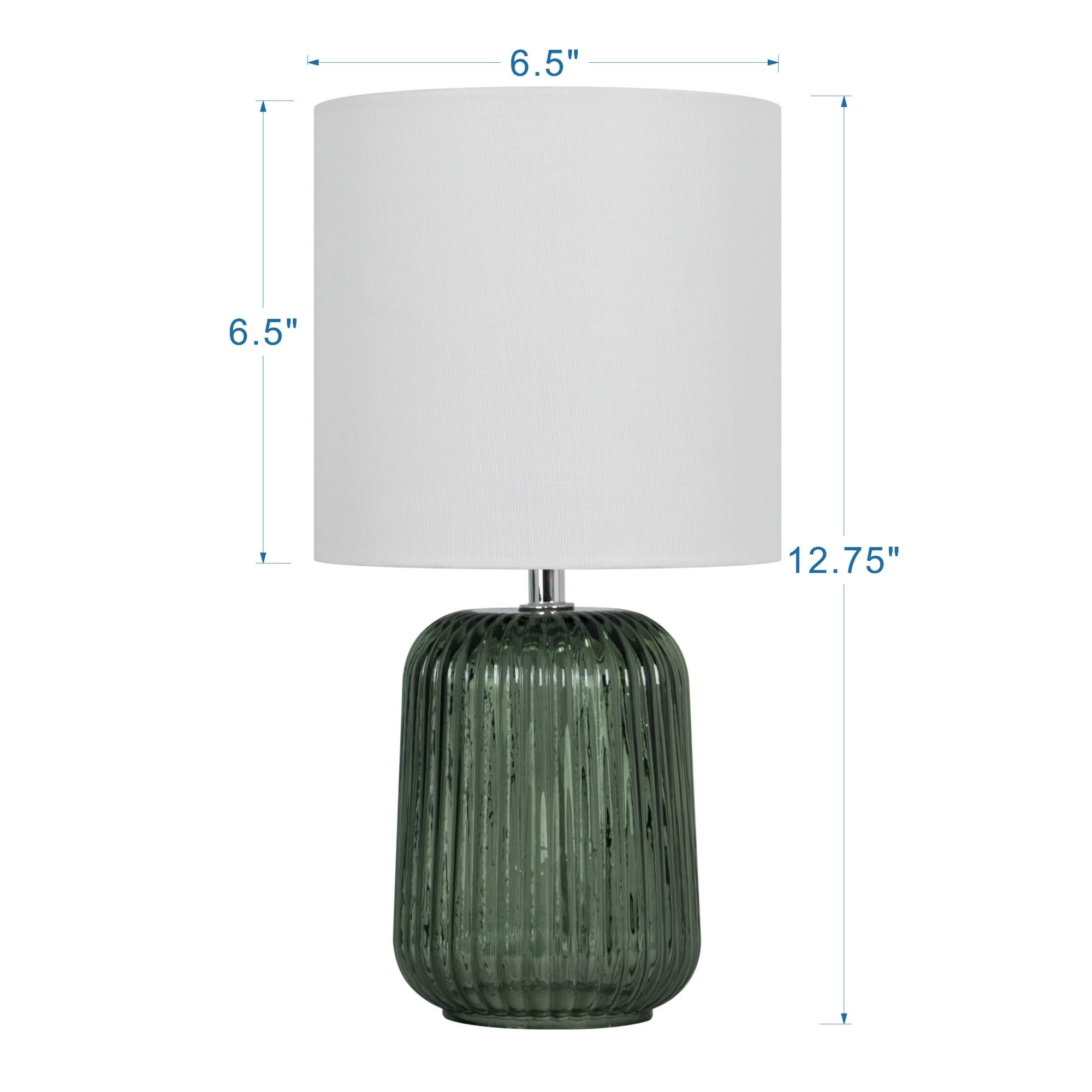 Mainstays Green Glass Table Lamp with White Linen Shade, 12.75 Inch