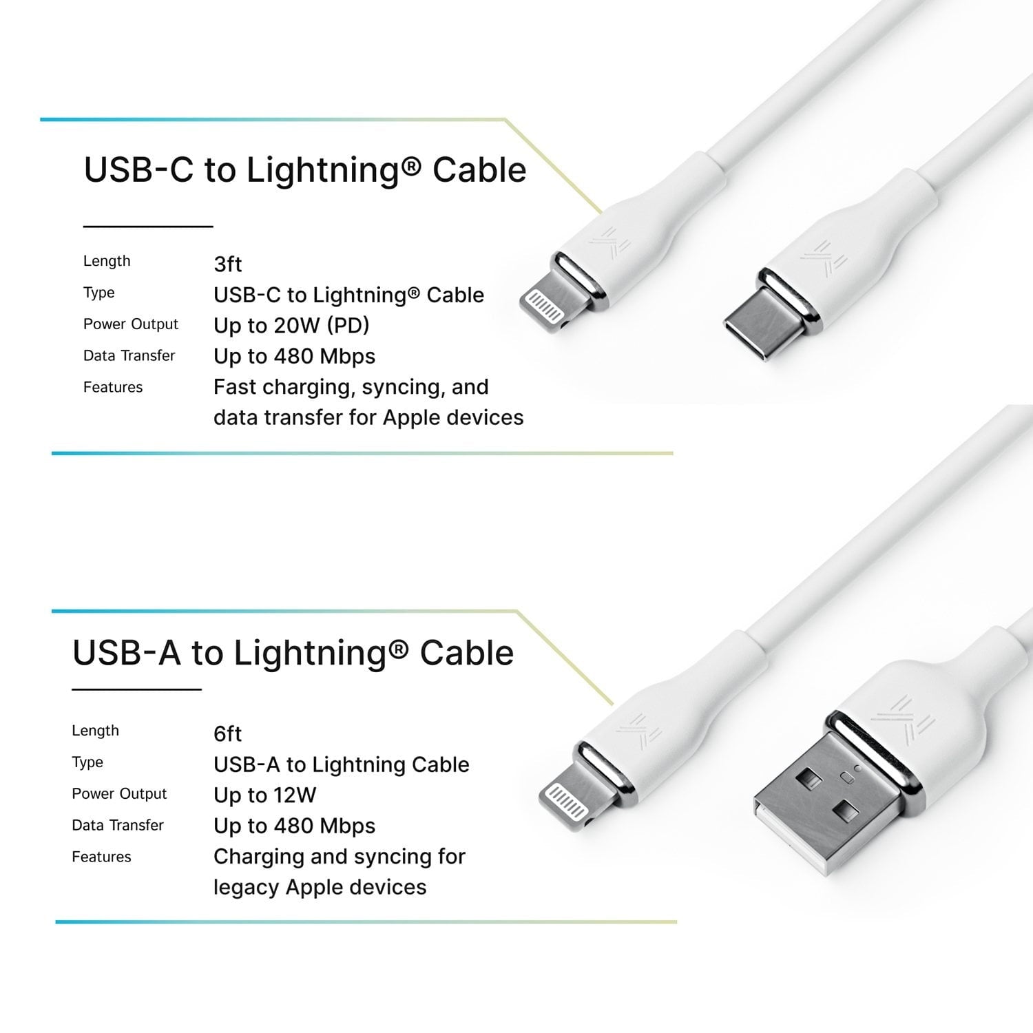 Member's Mark Apple USB Lightning 3ft and 6ft Cables