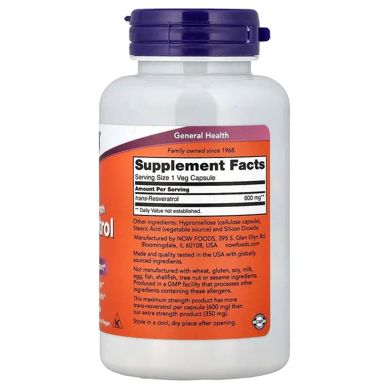 NOW Foods, Resveratrol Veg Capsules - USA MEGA SHOP