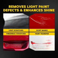 Red car paint panel with light scratch and scuff mark comparison
