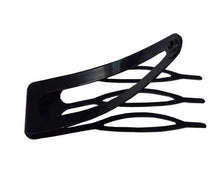 Black double-grip hair clips with comb teeth, multiple clips shown