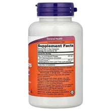 NOW Beta-Glucans supplement facts label on bottle with purple cap