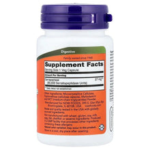 Serrapeptase supplement bottle back with Supplement Facts panel and purple cap