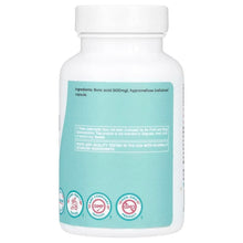 Nutricost women boric acid vaginal suppository bottle, back label and ingredient info