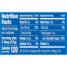 Nutrition Facts panel for instant coffee mix, serving size 2 tbsp (27 g)