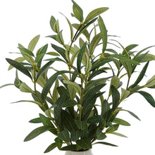 Indoor artificial olive plant in two-tone speckled ceramic vase