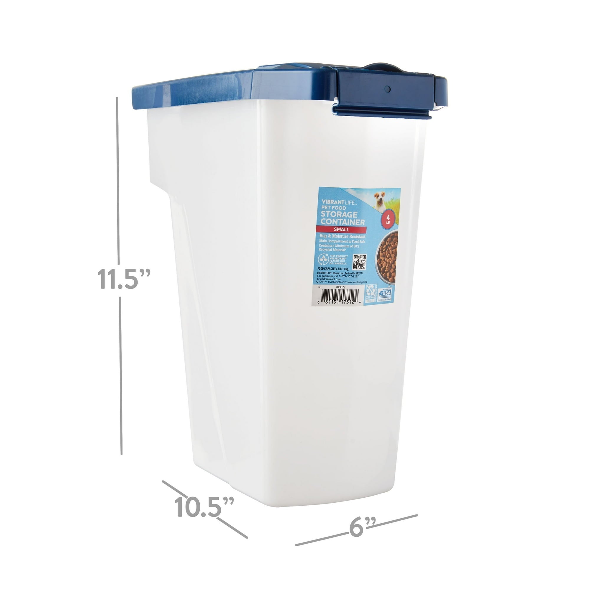 Vibrant Life Wheeled 1-Piece Dog Food Storage Pail with Pet Food Storage Container, Clear, (1 Pack)