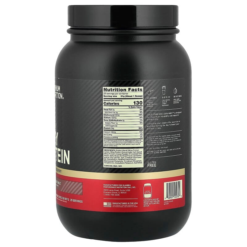 Optimum Nutrition, Gold Standard® 100% Whey Protein, Double Rich Chocolate, 1.98 lb (899 g)