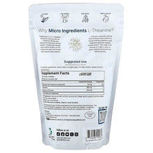 L-theanine supplement pouch back with Supplement Facts panel and barcode, microingredients
