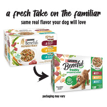 Purina Beneful 12-pack wet dog food boxes with variety meal tubs