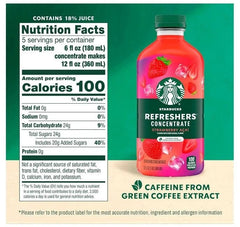 Starbucks Refreshers Concentrate Strawberry Acai, Refreshing Drink, 32 fl oz