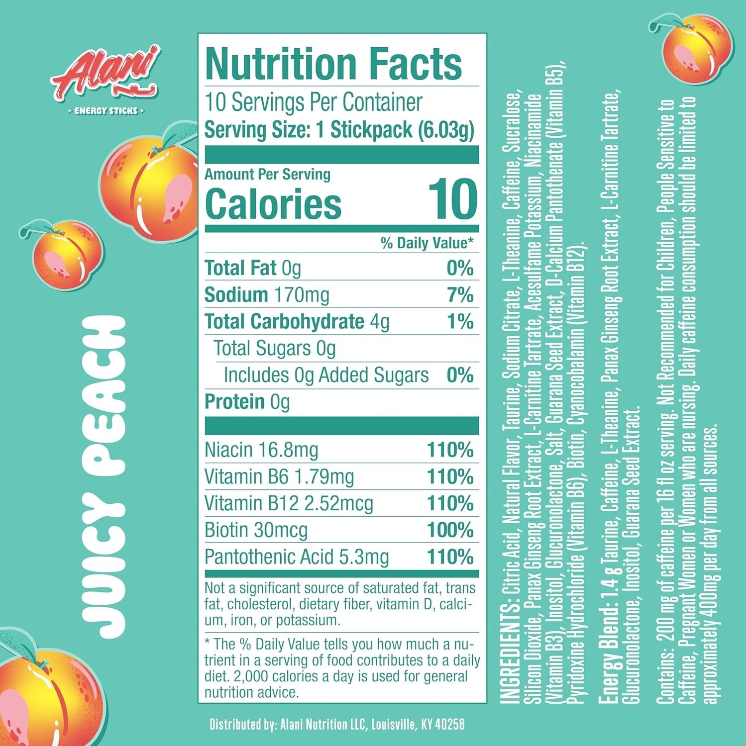 Alani Nu ORANGE KISS Energy Sticks, Energy Drink Powder, 200mg Caffeine, Pre Workout Performance with Antioxidants, On-The-Go Drink Mix, Biotin, B Vitamins, Zero Sugar, 5-10 Calories, 10 Pack