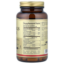 Solgar Skin, Nails & Hair supplement facts panel on amber tablet bottle, 120 count.