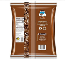 Chocolate Tootsie Pops bag back with Nutrition Facts and bar code