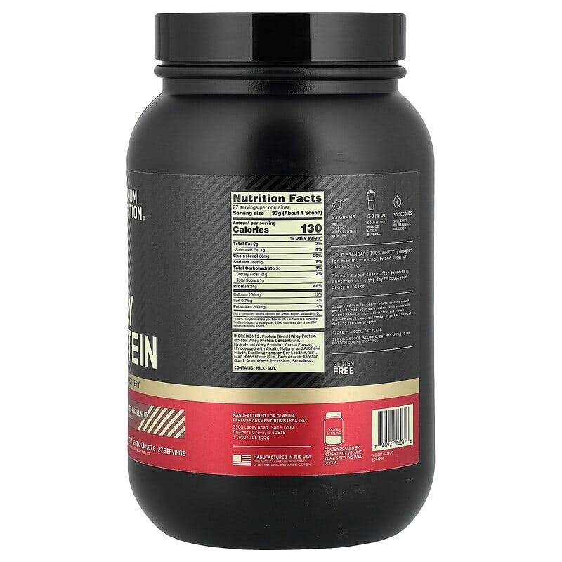 Optimum Nutrition, Gold Standard® 100% Whey Protein, Double Rich Chocolate, 1.98 lb (899 g)