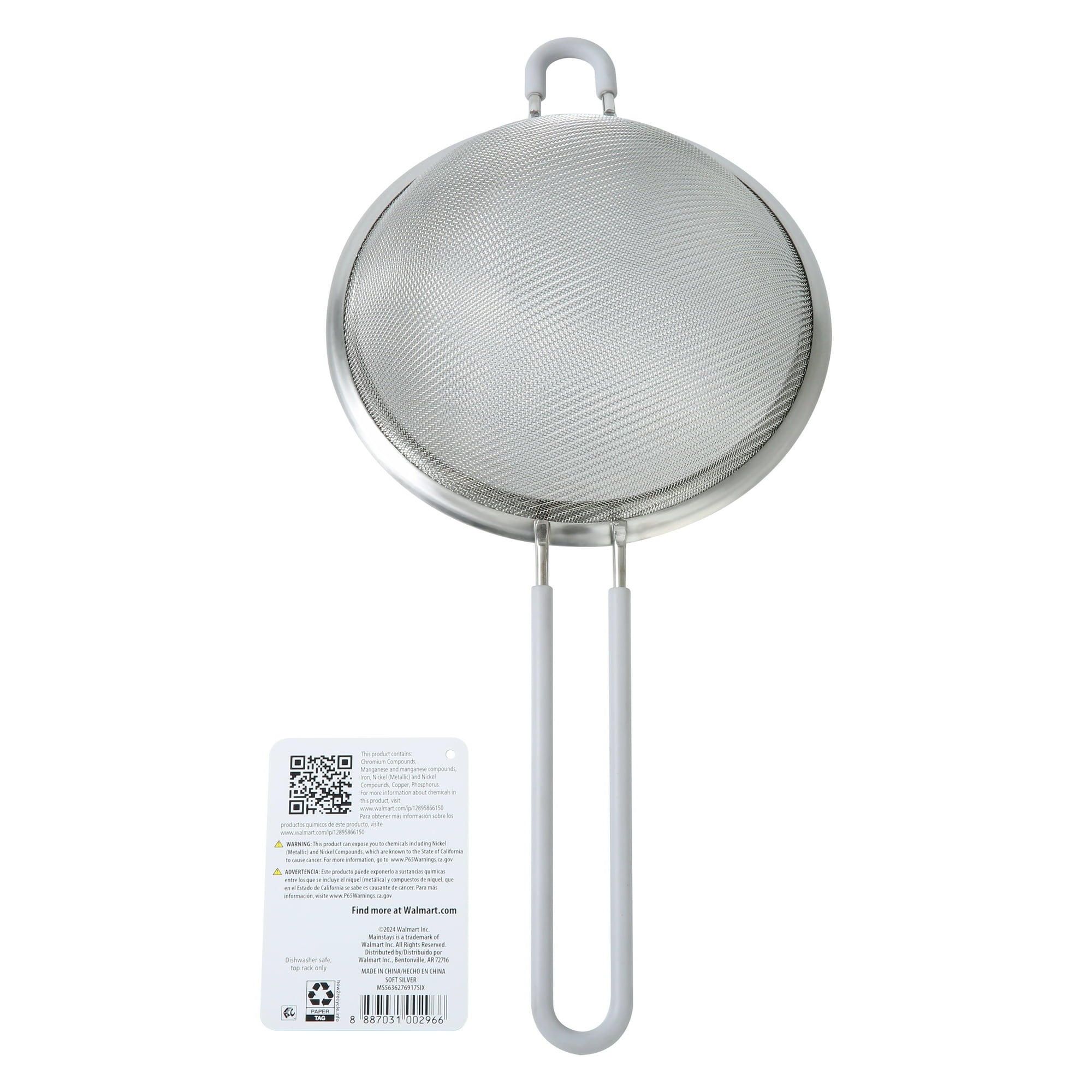 Mainstays 6" Premium Stainless Steel Fine Mesh Strainer, Silver