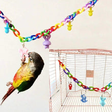 Multicolor braided chain bird toy with dangling bells and charms