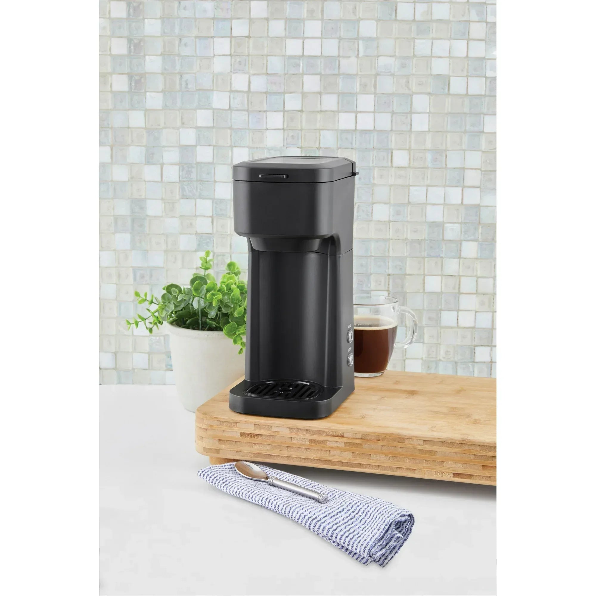 Mainstays Black Matte Single Serve Coffee Maker - USA MEGA SHOP