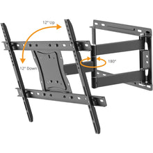 Full-motion TV wall mount bracket, black tilt mechanism with extended arm position
