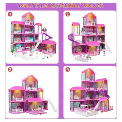 Huge Wave Dollhouse Playset Girl Toys, 36 inch 11 Large Rooms with Doll Toy Figures, with Warm Light, Princess Doll House Birthday Gift for Girls Ages 3-8 - USA MEGA SHOP