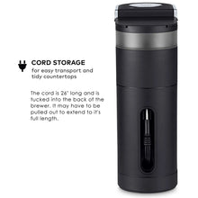 Black Keurig K-Mini pod coffee maker with cord storage on back