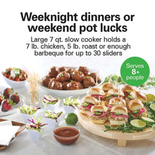 Appetizer spread arranged for slow cooker and party dipper food warmer serving