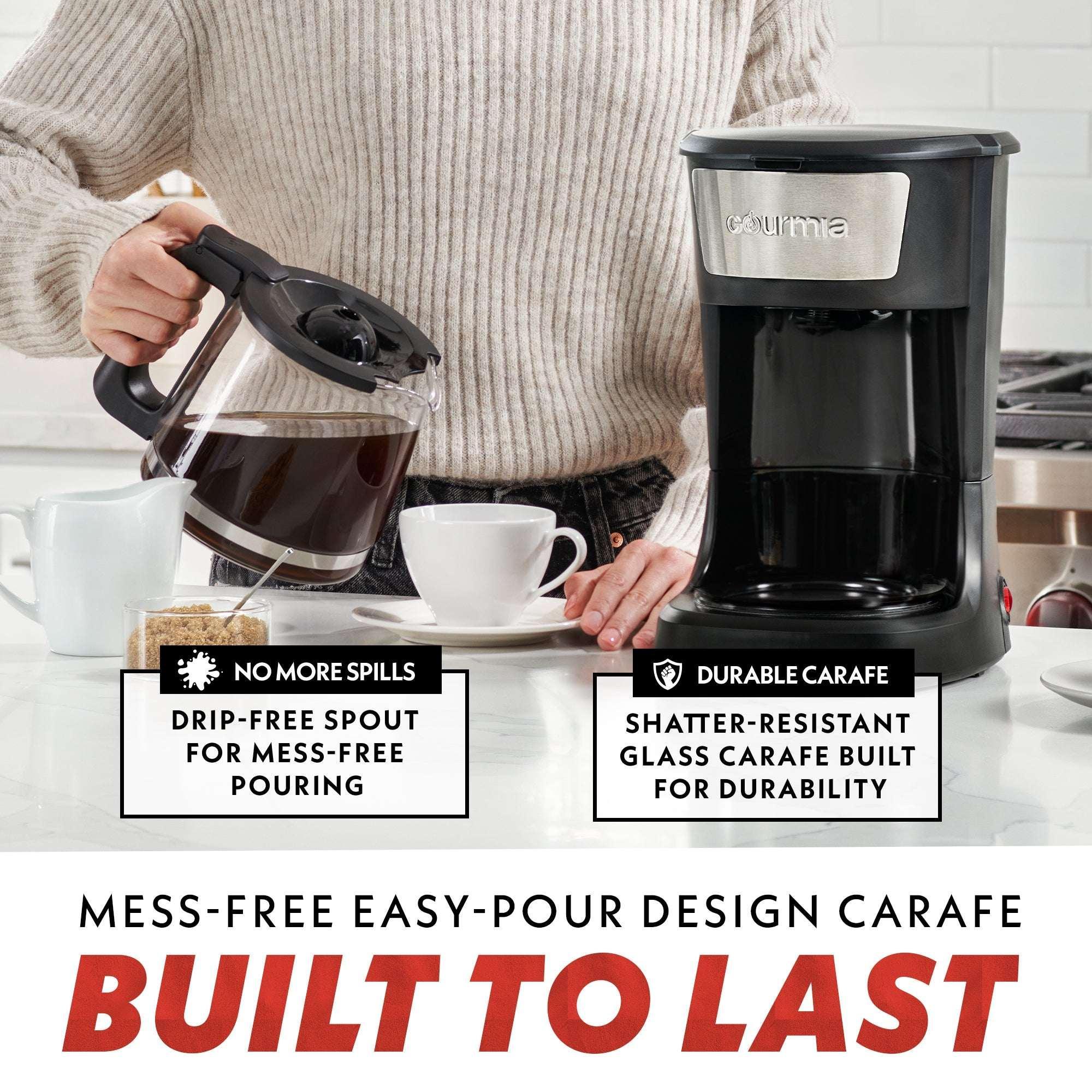 Gourmia One-Touch Coffee Maker 12 Cup with Pause & Serve, Auto Keep Warm, Black