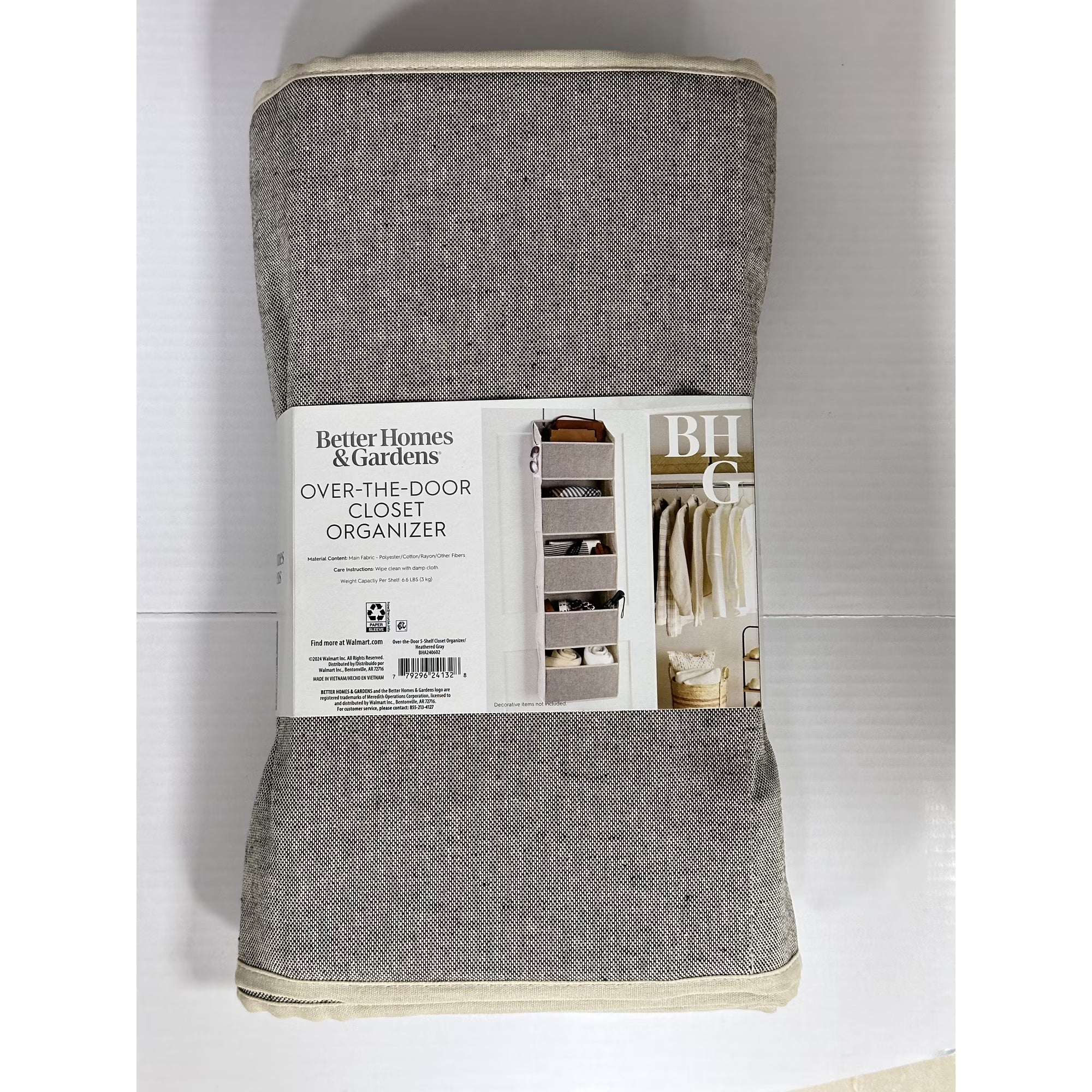 Better Homes & Gardens 5 Tier Over the Door Closet Organizer Shelf with Hooks
